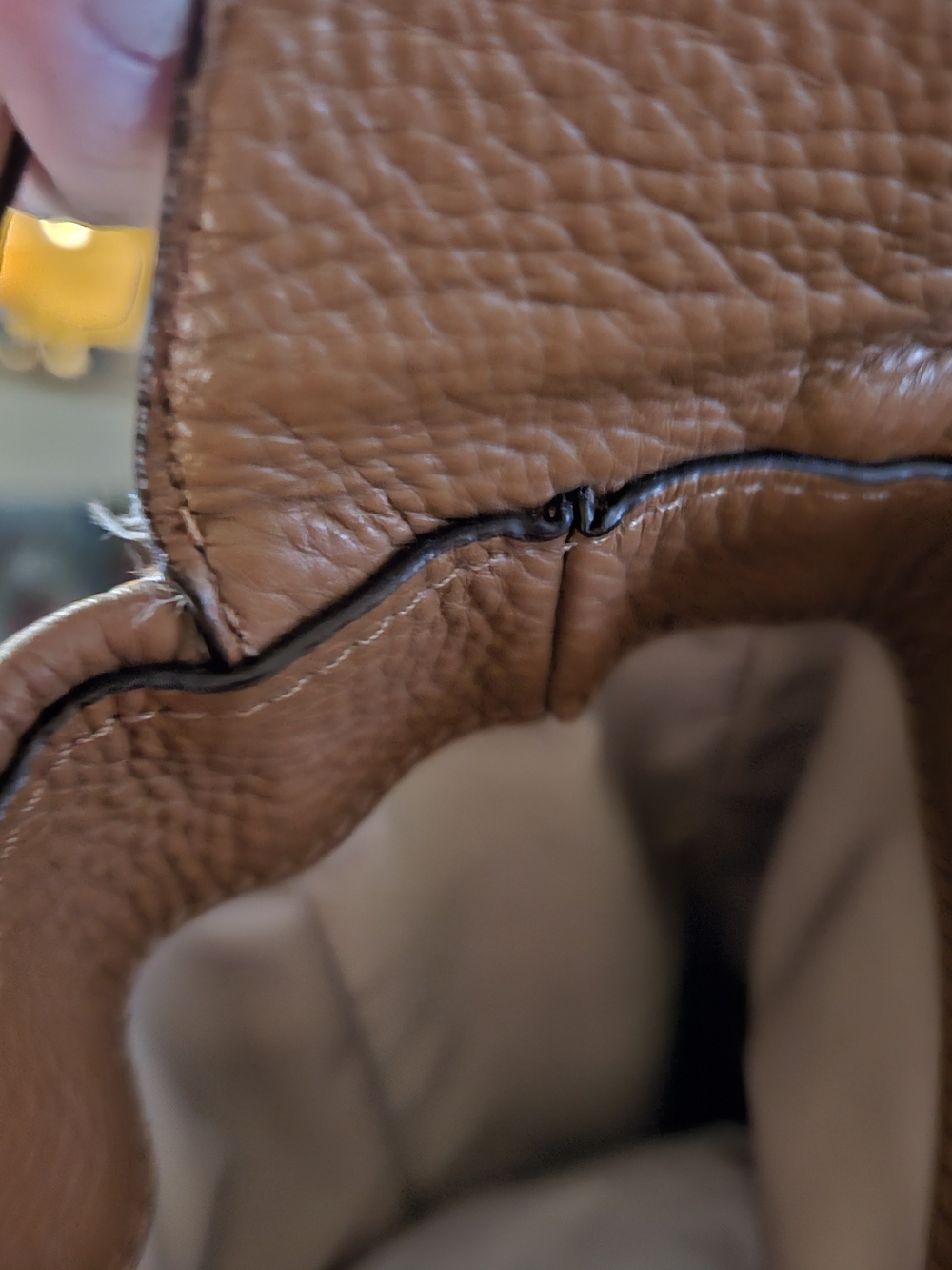 Coach Pebbled Leather Shoulder Bag in Cognac Brown with Brass Hardware - Picture 13 of 15